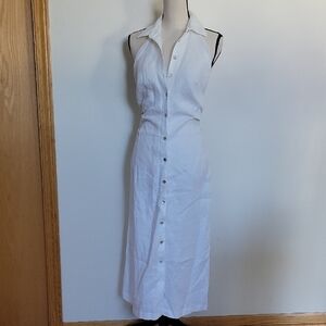 MANGO Sz 4 Sleeveless White Button-Down Dress NWT